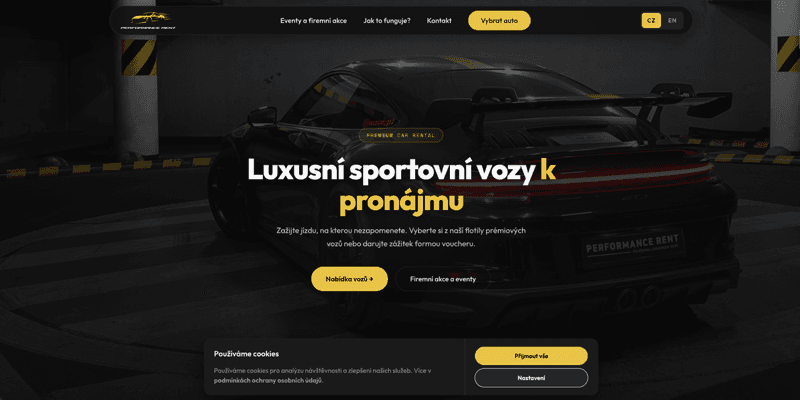 PerformanceRent.cz — website created by Instinct FastSite