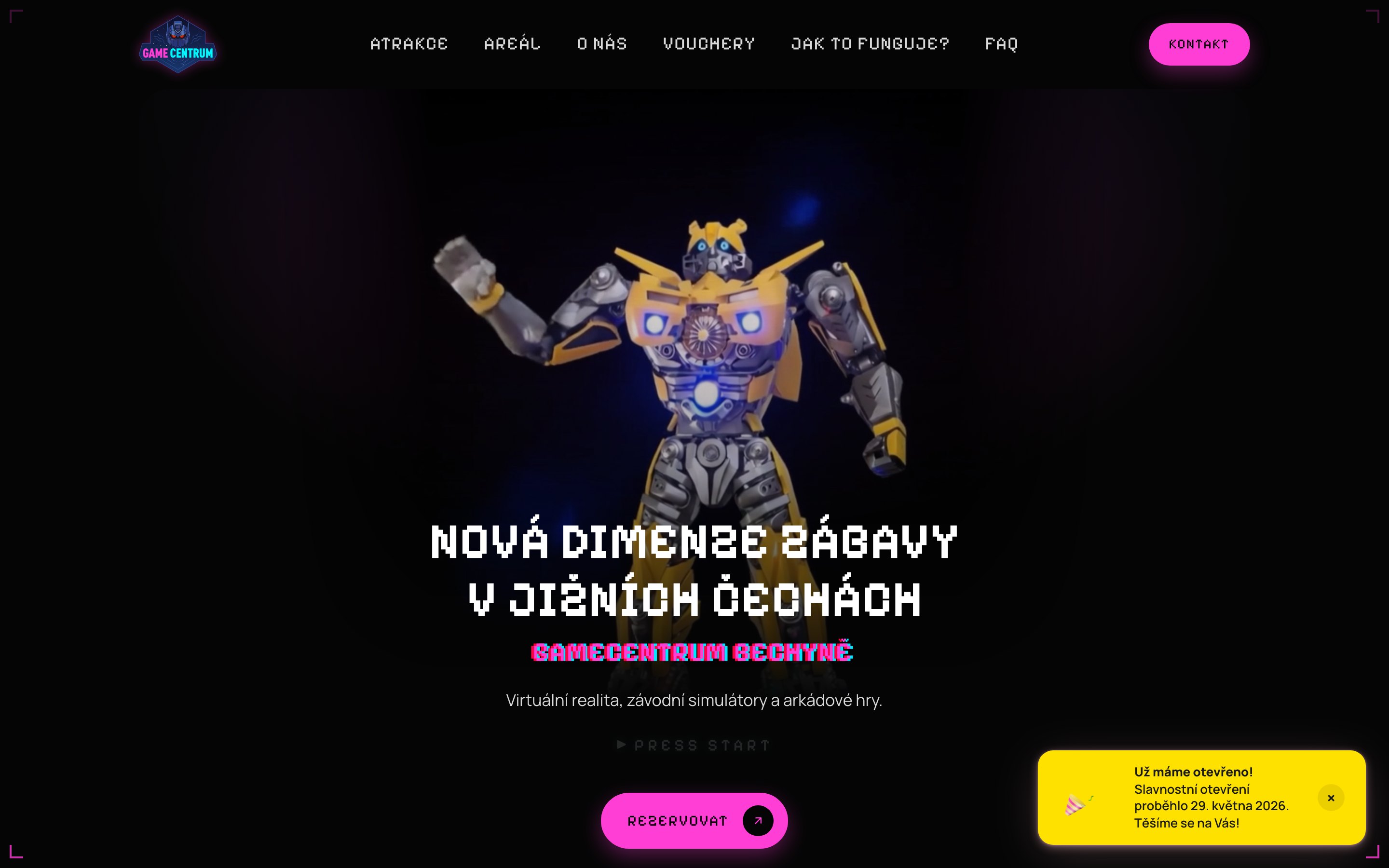 Náhled webu Game Centrum Bechyně
